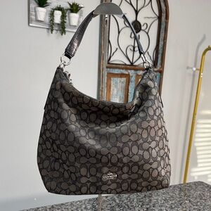 Coach Brown and Black Signature Hobo
